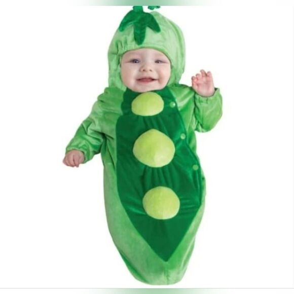 Baby Size 0-6 m  Cute Green Peapod One Piece Bunting Vegetable Halloween Costume - Picture 1 of 8
